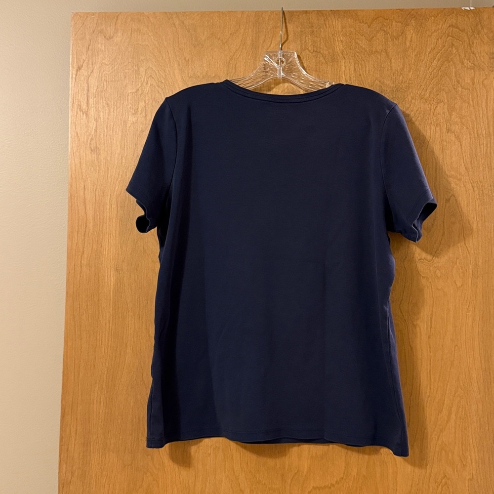 L.L. Bean Dark Blue V-Neck Short Sleeve Tee - Picture 2 of 4